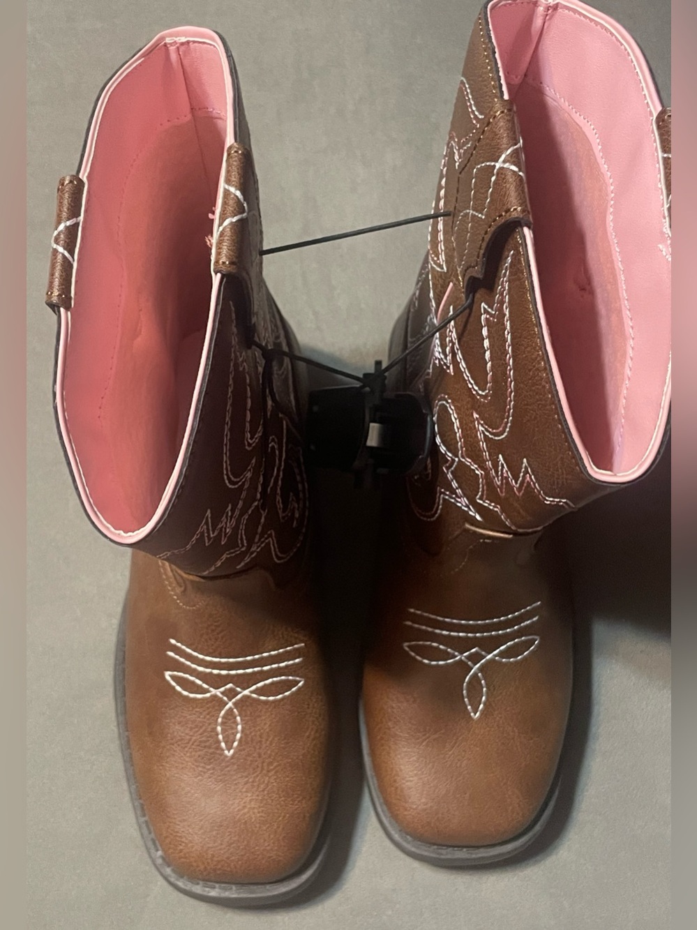 NWOT Wonder Nation Girls Brown Pink Western Cowgirl Cowboy Boots Size 1 - Picture 9 of 14